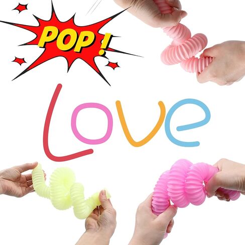 Pop Tubes, Combinations Pop Tubes,Sensory Toys for Kids and Adults, Multi-Color Pop Tubes, Fidget Toys (Color&B) in Kuwait