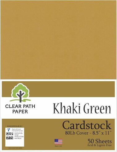 Khaki Green Cardstock - 8.5 x 11 inch - 80Lb Cover - 50 Sheets - Clear Path Paper in Saudi Arabia