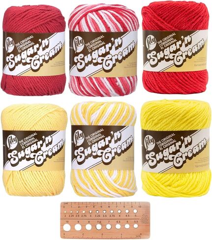 مجموعة خيوط Lily Sugar 'n Cream Stripes 100% قطن صوفي #4 الوزن (مزيج ليلي 228) in Kuwait