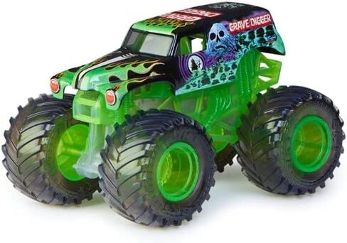 شاحنة 2022 سبين ماستر 1:64 مصبوبة مع ملحق إضافي: See-Thru Crew Grave Digger in Saudi Arabia