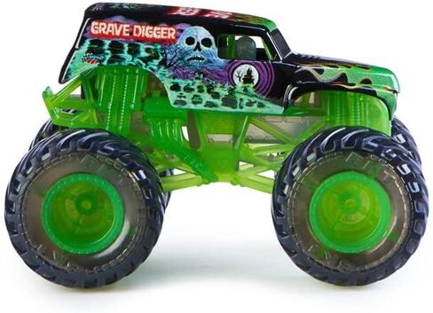 شاحنة 2022 سبين ماستر 1:64 مصبوبة مع ملحق إضافي: See-Thru Crew Grave Digger in Saudi Arabia