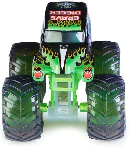 شاحنة 2022 سبين ماستر 1:64 مصبوبة مع ملحق إضافي: See-Thru Crew Grave Digger in Saudi Arabia