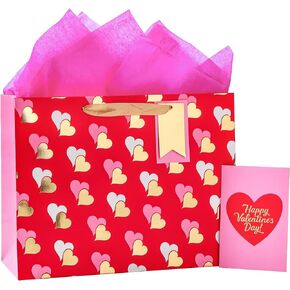 Loveinside Valentine's Day Gift Bag - Rainbow Love Design with Greeting Card and Tissue Paper for Valentine's Day, Wedding and Anniversary - 13" x 5" x 10", 1 Pcs