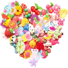 40 pcs Slime Charms Mix Lot 3D Candy Flower Bow Crown Fruit Animal Resin Flatback Slime Bead Button Supply for DIY Scrapbooking Embellishment, Phonecover Hair Clip Jewelry Craft Accessory in Kuwait