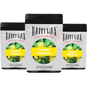 هابي واكس شمع الصويا برائحة الليمون لويزة يذوب الشمع المعطر غني بالزيوت العطرية، مثالي لاذابة الشمع او المكعب او سخان التورتة، 6 اونصة اجمالية، عبوة متعددة in Kuwait