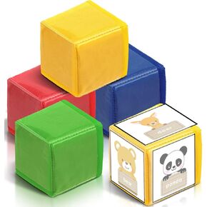 Yilloog 4 Pcs Large Foam Dice with Pockets DIY Education Playing Game Dice Soft Dice Kids Infant Early Education Cube Learning Teaching Stacking Blocks Toys Photo Child (Classic Color,4.72 Inch)