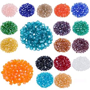 LONGWIN Lot 900pcs Glass Bicone Beads 6mm Crystal Beads Jewelry Making Supply for DIY Projects, Bracelets, Necklaces, Earrings