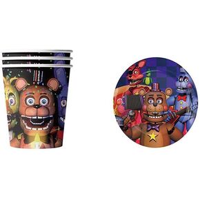 لوازم الحفلات 40 قطعة / مجموعة خمس ليالٍ فريدي لتزيين حفلات أعياد الميلاد للأطفال، مجموعة أدوات مائدة ورقية للاستعمال مرة واحدة، 20 قطعة من أطباق ورق الحلوى و20 قطعة من الأكواب الورقية in Kuwait