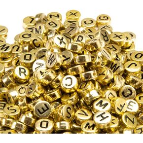 Letter Beads 1000pcs Acrylic Alphabet Letter Beads A-Z Letter for Jewelry Making (Gold)