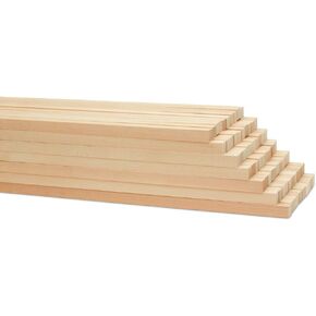 Square Wood Dowel Rod 48" x 1/2" Pack of 10 Square Wooden Dowel Sticks for Crafts and DIY Birch Hardwood by Woodpeckers