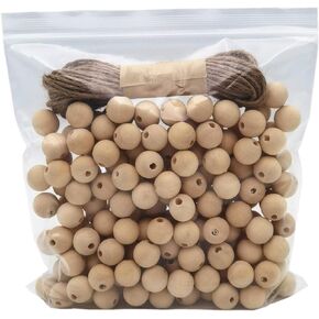 INSPIRELLE 4500pcs 6mm Natural Wood Beads Unfinished Round Wooden Loose Beads Wood Spacer Beads with 10M Jute Twine for Craft Making Home Decoration