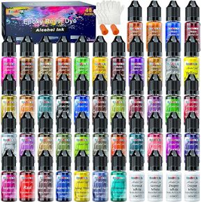 Metallic Alcohol Ink Set - 20 Metal Colors, Concentrated Alcohol-Based Ink, Epoxy Resin Paint Dye for Resin Coasters, Acrylic Painting, Tumbler Making,10 ml Each in Kuwait