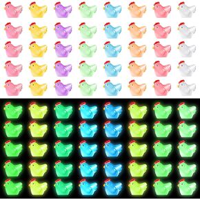 Wedding Pails 80 Pcs Mini Luminous Chicken, Glow in The Dark Chicken Miniature Chick Figures Tiny Resin Ornament for Fairy Garden Landscape Aquarium Dollhouse Garden in Kuwait