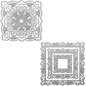 قوالب معدنية مقطوعة على شكل زهور هندسية إطار ماسي منقوش على شكل استنسل قوالب تقطيع لصنع البطاقات طوابع ألبوم قصاصات ورقية ديكور ذاتي الصنع