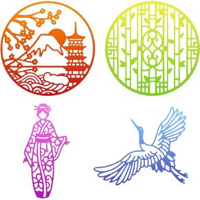 ORIGACH 4 قطع شرقية يابانية الجيشا الصينية البيضاء كرين قطع الشاشة يموت النقش الإستنسل قالب القالب DIY سكرابوكينغ بطاقة صنع in Saudi Arabia