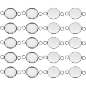 PATIKIL Pendant Trays, 20 Pack 316 Stainless Steel 14mm Round Bezel Trays Pendant Base Cabochons Settings Trays with 2 Rings for Photo Pendant Jewelry Making, Silver Tone in Kuwait