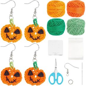 FREEBLOSS 12 Pairs Crochet Earrings Kit with Video Tutorial Christmas Ball Style Handicraft Earrings with Instruction 4 Colors Earring Making Kit for Craft Enthusiasts