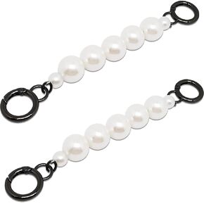 2pcs 7inch Imitation Pearl Bag Chain Strap Extender,Pearl Handle Purse Chain,Handbag Purse Chain Replacement Bag Chain Accessories(Gold)