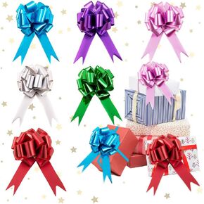 Hying 20PCS Thanksgiving Pull Bow for Christmas Gift Baskets Wrapping, Mixed Color Gift Wrap Organza Large Pull Bows for Christmas Gift Wrapping Birthday Wedding Baby Shower Flower Bouquet Decoration