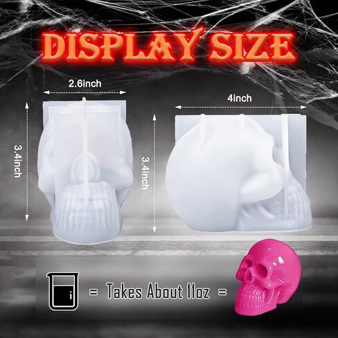 Skull Silicone Mold, 3D Skull Molds for Resin with 3PCS Small Skull Epoxy Resin Mold Easy Demolding for Candle, Soap Making, Home Decor, Outdoor, Resin Casting Art Crafts in Kuwait