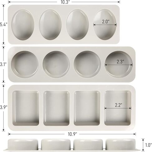 3 عبوات من قوالب السيليكون المصنوعة يدويًا من GYHTOO، 4 قوالب تذوب الشمع، قوالب صابون لصنع الصابون - متضمنة بشكل دائري وبيضاوي ومستطيل، مثالية لصابون الحليب، وشموع الرائحة لصنع قوالب in Kuwait