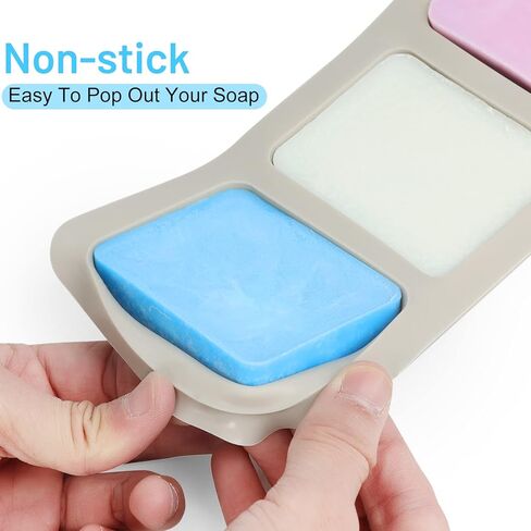 3 عبوات من قوالب السيليكون المصنوعة يدويًا من GYHTOO، 4 قوالب تذوب الشمع، قوالب صابون لصنع الصابون - متضمنة بشكل دائري وبيضاوي ومستطيل، مثالية لصابون الحليب، وشموع الرائحة لصنع قوالب in Kuwait