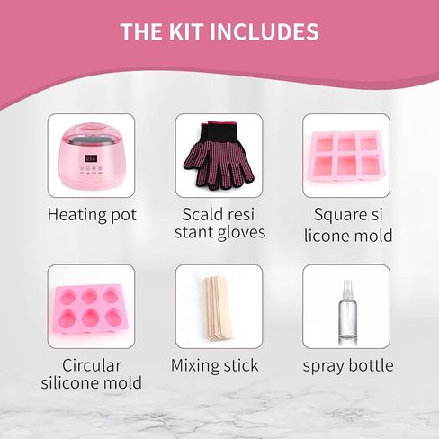 لوازم صنع الصابون، اداة اذابة قاعدة الصابون، مجموعة صنع الصابون بنفسك، مجموعة صنع الصابون مع اداة اذابة ثابتة للتحكم في درجة الحرارة، قالب سيليكون للبالغين والمبتدئين in Kuwait