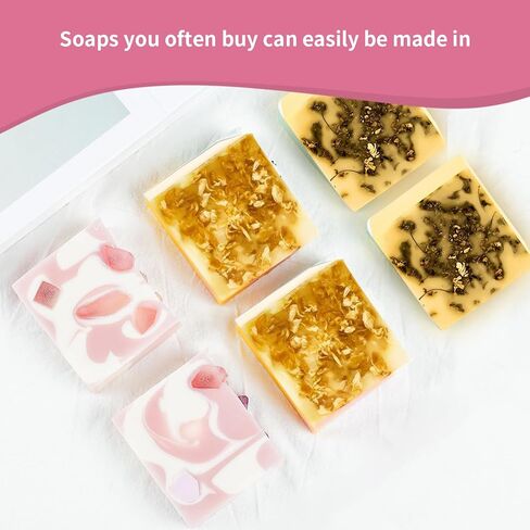 لوازم صنع الصابون، اداة اذابة قاعدة الصابون، مجموعة صنع الصابون بنفسك، مجموعة صنع الصابون مع اداة اذابة ثابتة للتحكم في درجة الحرارة، قالب سيليكون للبالغين والمبتدئين in Kuwait