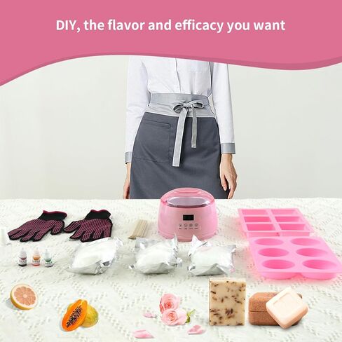 لوازم صنع الصابون، اداة اذابة قاعدة الصابون، مجموعة صنع الصابون بنفسك، مجموعة صنع الصابون مع اداة اذابة ثابتة للتحكم في درجة الحرارة، قالب سيليكون للبالغين والمبتدئين in Kuwait