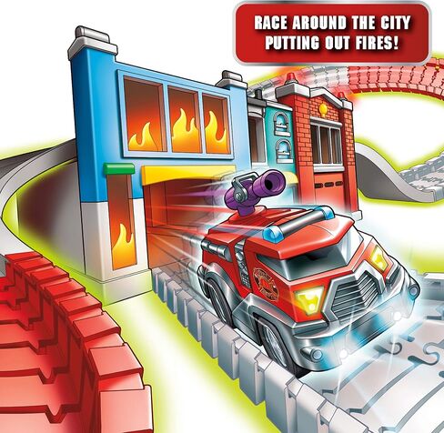 مجموعة Ontel Magic Tracks Police Chase المتوهجة في مضمار السباق المظلم مع 10 أقدام من سباق الدراجات النارية in Kuwait