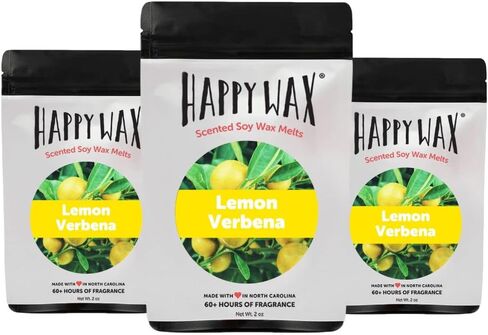 هابي واكس شمع الصويا برائحة الليمون لويزة يذوب الشمع المعطر غني بالزيوت العطرية، مثالي لاذابة الشمع او المكعب او سخان التورتة، 6 اونصة اجمالية، عبوة متعددة in Kuwait
