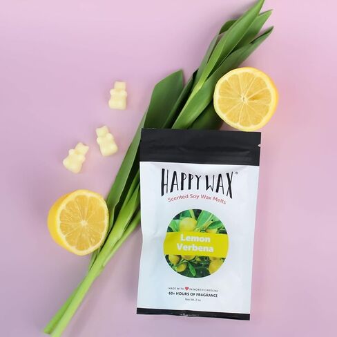 هابي واكس شمع الصويا برائحة الليمون لويزة يذوب الشمع المعطر غني بالزيوت العطرية، مثالي لاذابة الشمع او المكعب او سخان التورتة، 6 اونصة اجمالية، عبوة متعددة in Kuwait