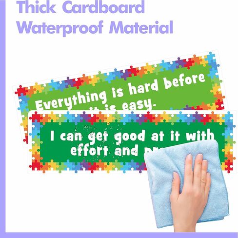 Gethelud 24 PCS Growth Mindset Poster, Erasable Bulletin Board Decoration Inspirational Positive Saying Accents Set for Classroom, Home, School as Wall or Blackboard Decor in Saudi Arabia