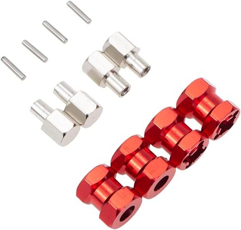 4Pcs 12mm Aluminum Wheel Hex Hub 15mm Offset Extension for Axial scx10 D90 90046 Tamiya MST 1/10 RC Car Crawler (15mm, Red) in Kuwait