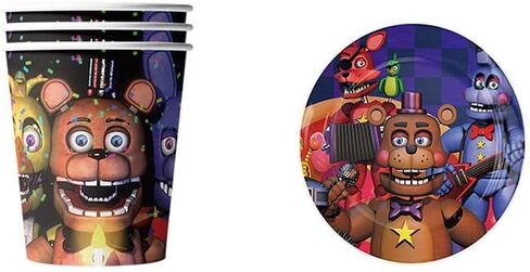 Party Supplies 40pcs /set Five Nights Freddy Party Kids Birthday Decorations Disposable Paper Tableware Set 20pcs Dessert Paper Plates Dishes And 20pcs Paper Cups in Kuwait