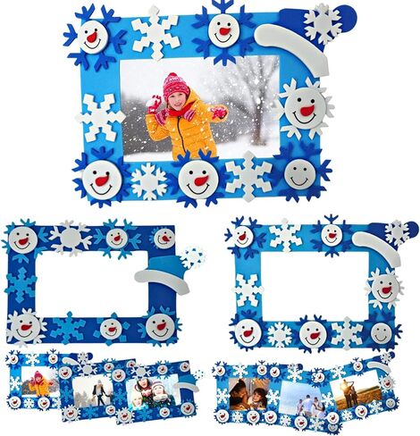 4E's Novelty Foam Snowflake إطار الصورة الحرفية (12 حزمة) السائبة عيد الميلاد الشتاء الحرف اليدوية للأطفال الصغار 3-12، الفنون والحرف ملفوفة بشكل فردي للفصول الدراسية in Saudi Arabia