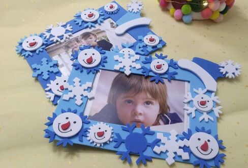4E's Novelty Foam Snowflake إطار الصورة الحرفية (12 حزمة) السائبة عيد الميلاد الشتاء الحرف اليدوية للأطفال الصغار 3-12، الفنون والحرف ملفوفة بشكل فردي للفصول الدراسية in Saudi Arabia