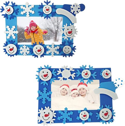 4E's Novelty Foam Snowflake إطار الصورة الحرفية (12 حزمة) السائبة عيد الميلاد الشتاء الحرف اليدوية للأطفال الصغار 3-12، الفنون والحرف ملفوفة بشكل فردي للفصول الدراسية in Saudi Arabia