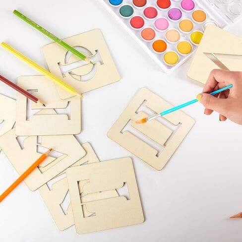 24 Pieces Greek Letter Stencils Wooden Alphabet Stencil Unfinished Greek Letters Painting Greek Letters for DIY Crafts, Wall Decor, Not Include Greek Paddle in Saudi Arabia