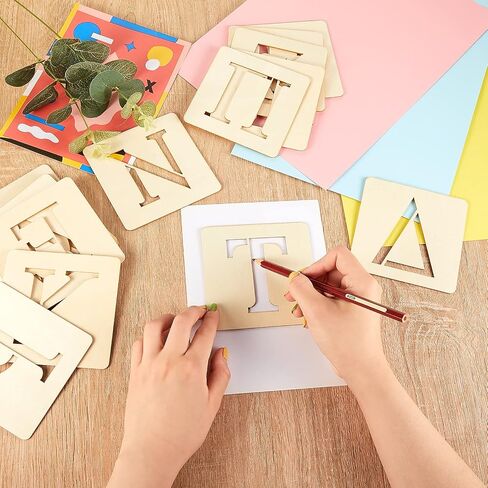 24 Pieces Greek Letter Stencils Wooden Alphabet Stencil Unfinished Greek Letters Painting Greek Letters for DIY Crafts, Wall Decor, Not Include Greek Paddle in Saudi Arabia