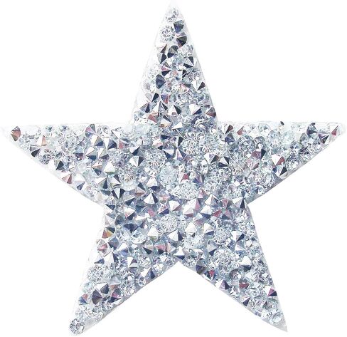 Rhinestones Moon Patches Crystal Embroidered Moon/Star Sticker Applique Iron-on Transfer Badges Bling,Pack of 5 Pieces (Star, Black) in Saudi Arabia