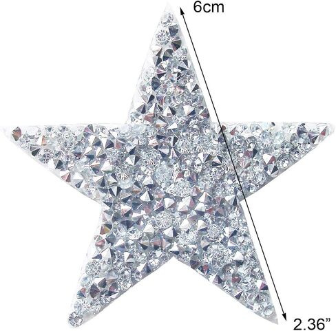 Rhinestones Moon Patches Crystal Embroidered Moon/Star Sticker Applique Iron-on Transfer Badges Bling,Pack of 5 Pieces (Star, Black) in Saudi Arabia