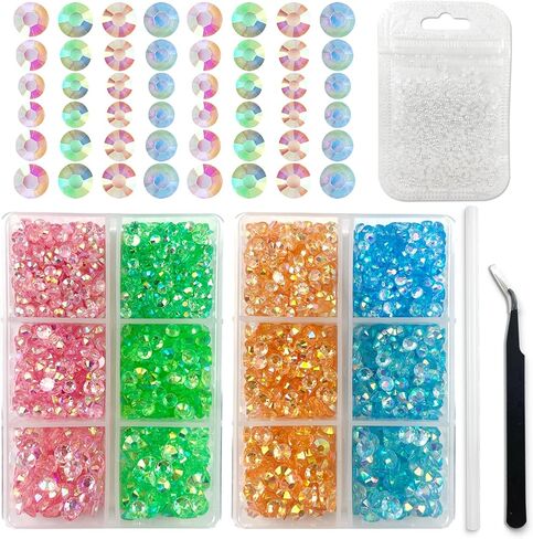 CLRDIVA مجموعة متنوعة من أحجار الراين المسطحة المصنوعة من الراتنج الهلامي مزيج من الأحجار الكريمة السوداء والكريستالية الشفافة غير الماسية ذات الظهر المسطح من أجل فن الأظافر بنفسك، كوب بهلوان لمكياج الوجه (أسود/شفاف كريستالي) in Kuwait