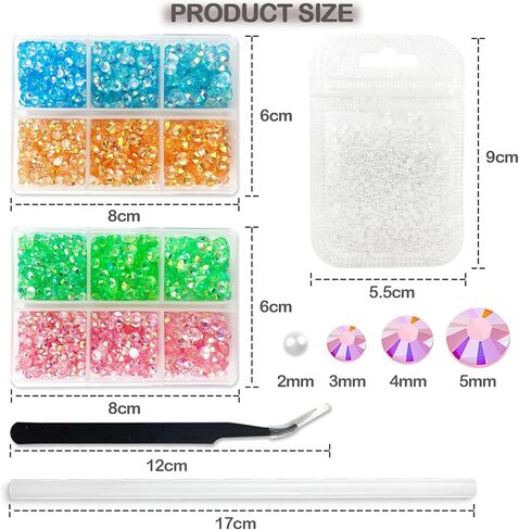 CLRDIVA مجموعة متنوعة من أحجار الراين المسطحة المصنوعة من الراتنج الهلامي مزيج من الأحجار الكريمة السوداء والكريستالية الشفافة غير الماسية ذات الظهر المسطح من أجل فن الأظافر بنفسك، كوب بهلوان لمكياج الوجه (أسود/شفاف كريستالي) in Kuwait