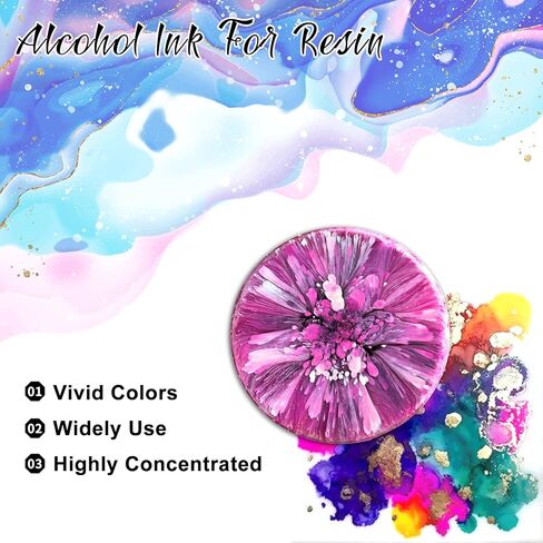 Metallic Alcohol Ink Set - 20 Metal Colors, Concentrated Alcohol-Based Ink, Epoxy Resin Paint Dye for Resin Coasters, Acrylic Painting, Tumbler Making,10 ml Each in Kuwait