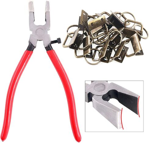 Swpeet 32 Sets 1" 25mm Sliver Fob Hardware with 1Pcs Key Fob Pliers, Glass Running Pliers Tools with Flat Jaws, Studio Running Pliers Attach Rubber Tips Perfect for Key Fob Hardware Install in Saudi Arabia