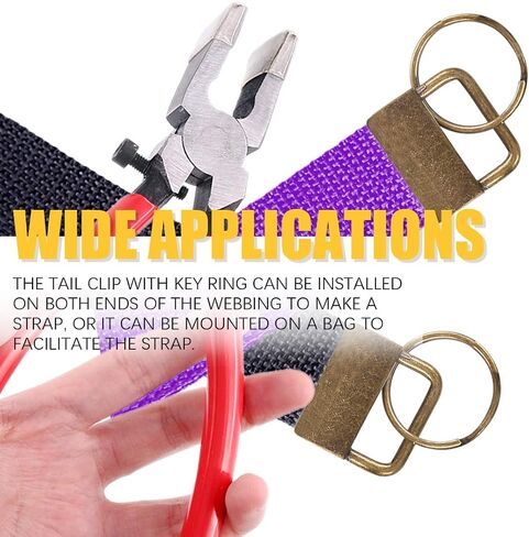 Swpeet 32 Sets 1" 25mm Sliver Fob Hardware with 1Pcs Key Fob Pliers, Glass Running Pliers Tools with Flat Jaws, Studio Running Pliers Attach Rubber Tips Perfect for Key Fob Hardware Install in Saudi Arabia