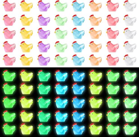 Wedding Pails 80 Pcs Mini Luminous Chicken, Glow in The Dark Chicken Miniature Chick Figures Tiny Resin Ornament for Fairy Garden Landscape Aquarium Dollhouse Garden in Kuwait