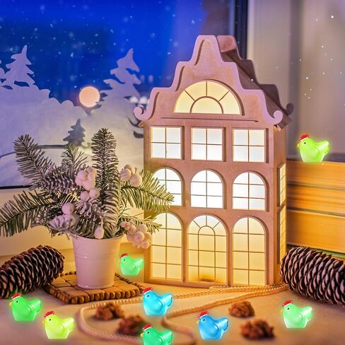 Wedding Pails 80 Pcs Mini Luminous Chicken, Glow in The Dark Chicken Miniature Chick Figures Tiny Resin Ornament for Fairy Garden Landscape Aquarium Dollhouse Garden in Kuwait