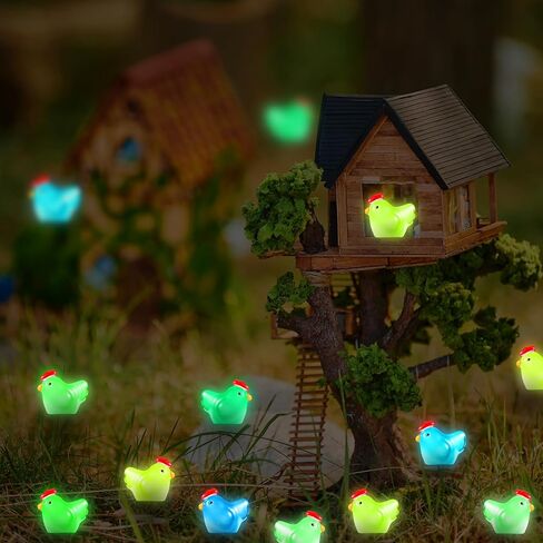 Wedding Pails 80 Pcs Mini Luminous Chicken, Glow in The Dark Chicken Miniature Chick Figures Tiny Resin Ornament for Fairy Garden Landscape Aquarium Dollhouse Garden in Kuwait